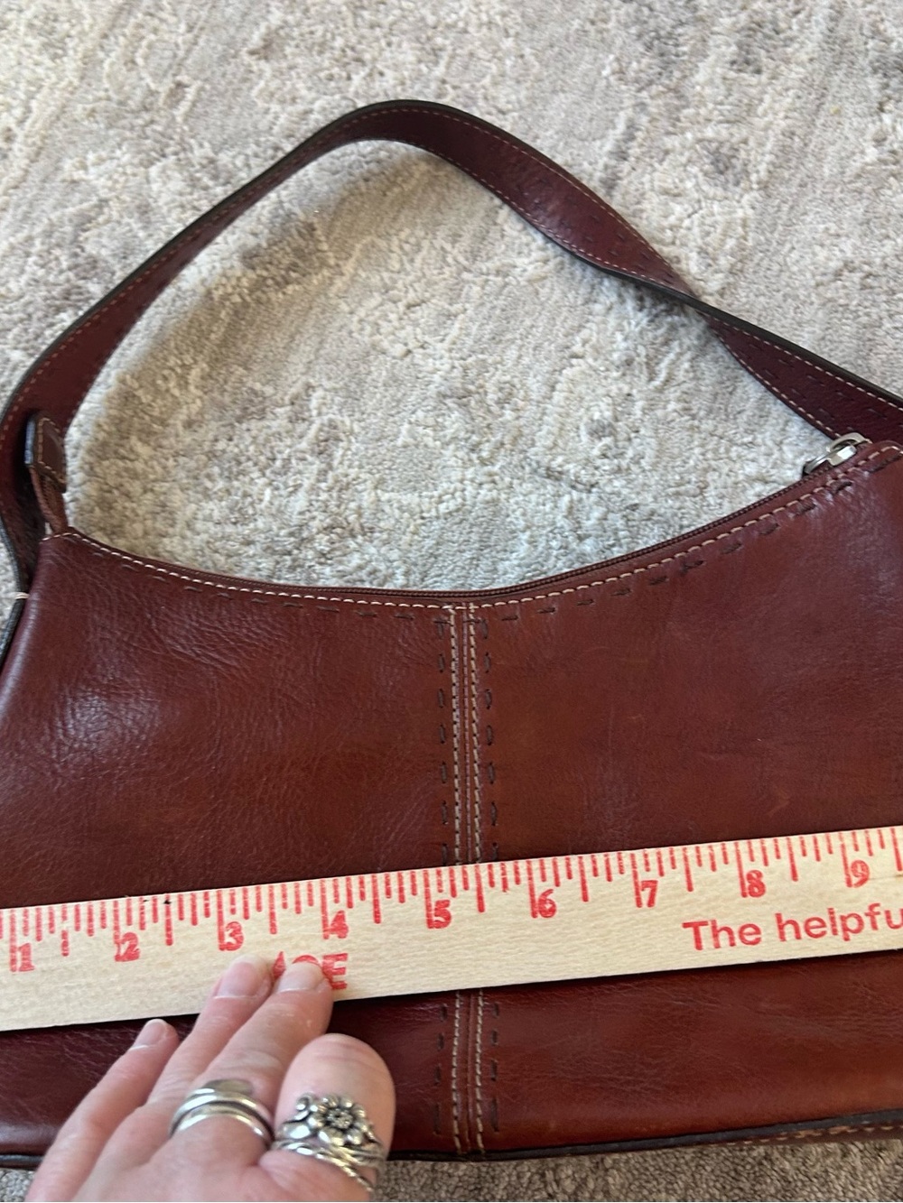 VTG Fossil 100% Leather Small Shoulder Bag Purse Reddish Brown Perfect Condition - Picture 10 of 11